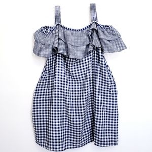 Nwot Lane Bryant Navy & White Gingham Cold Shoulder Shift Dress